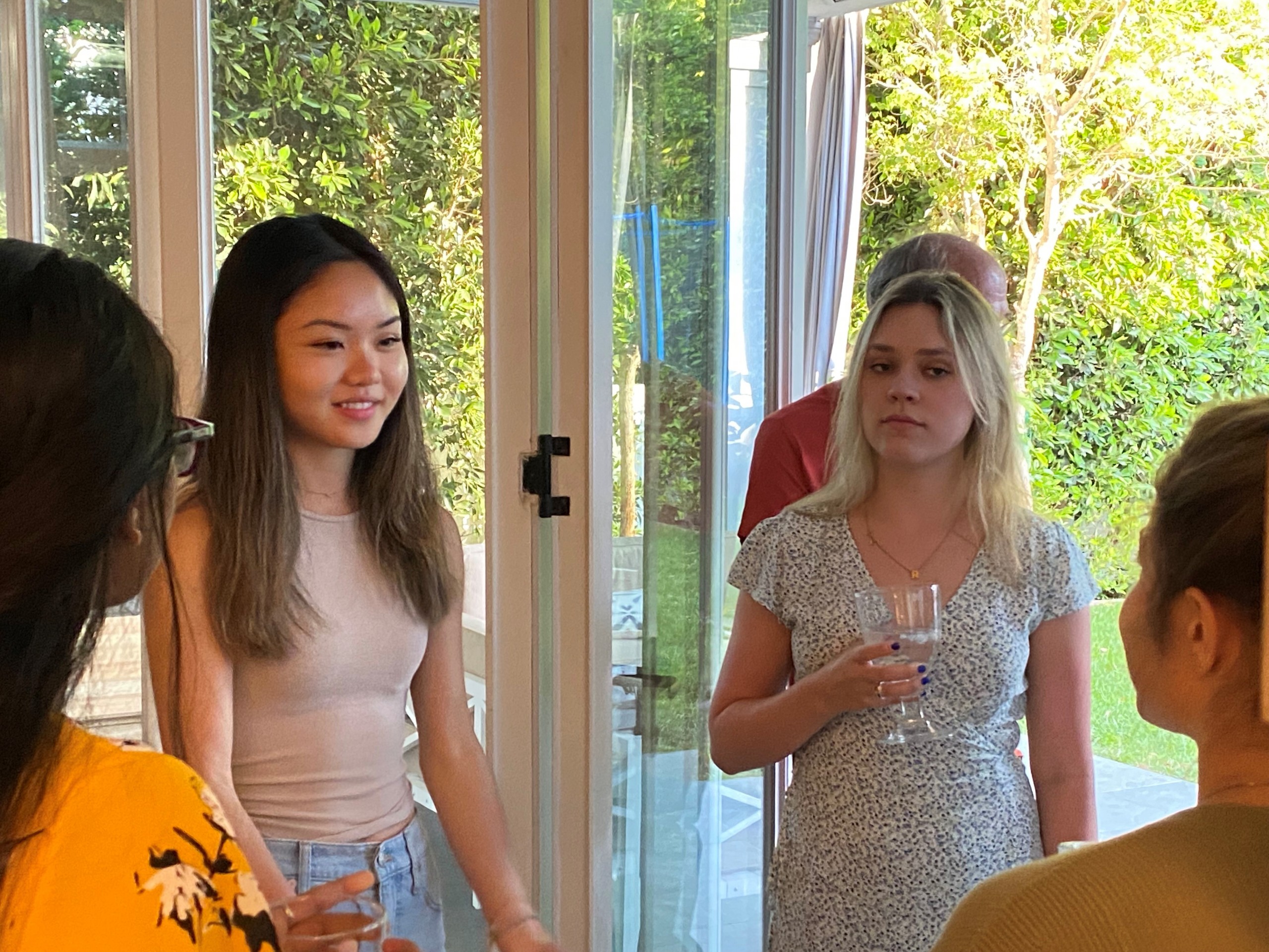 Several members of the lab conversing
