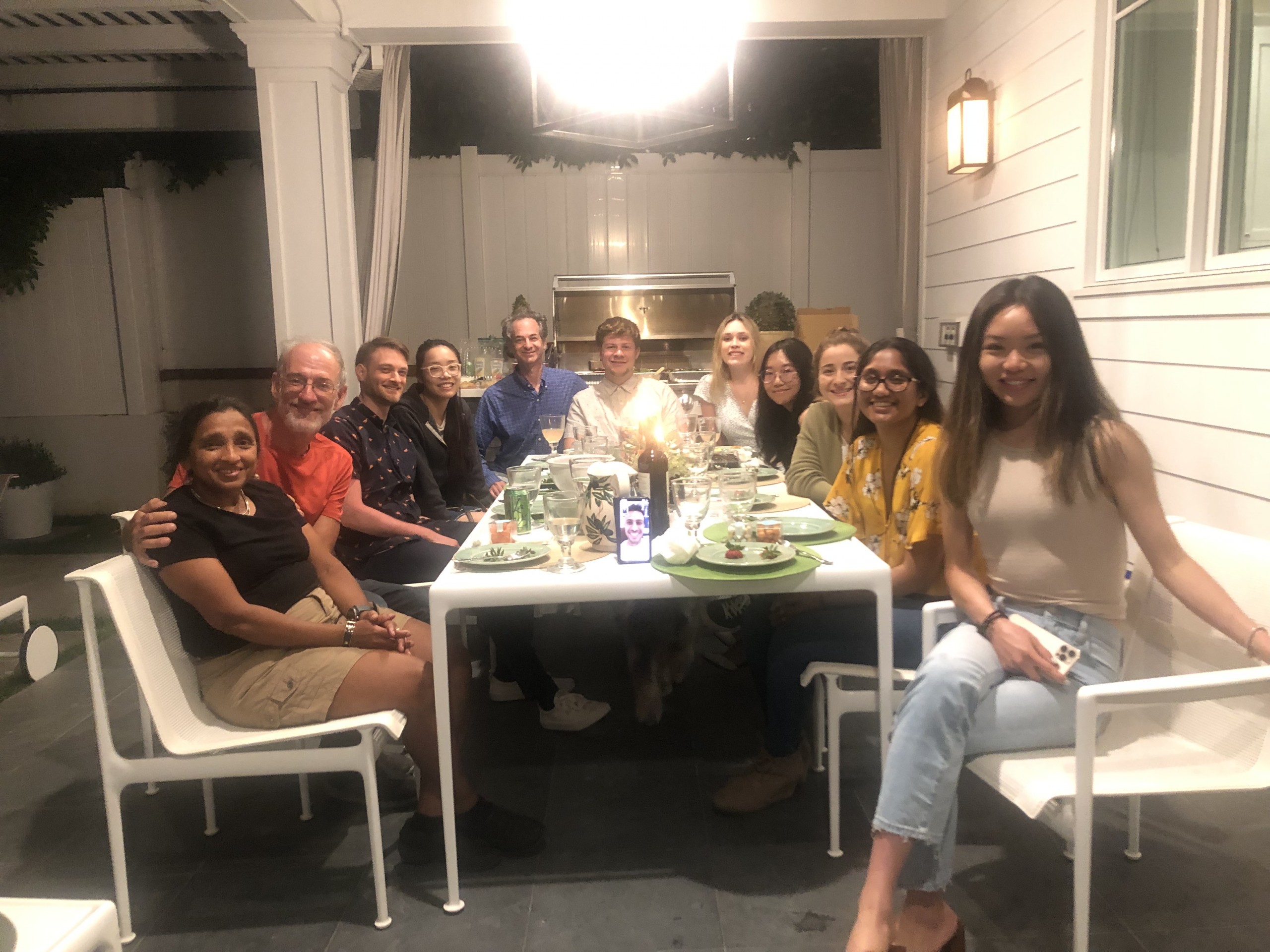The laboratory posing for a picture after dinner.